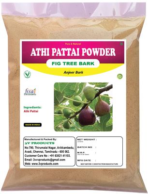 3V PRODUCTS Athi Pattai Powder | Fig Tree Bark | Anjeer Bark | Ficus Carica Bark 400g (Pack of 4x100g)