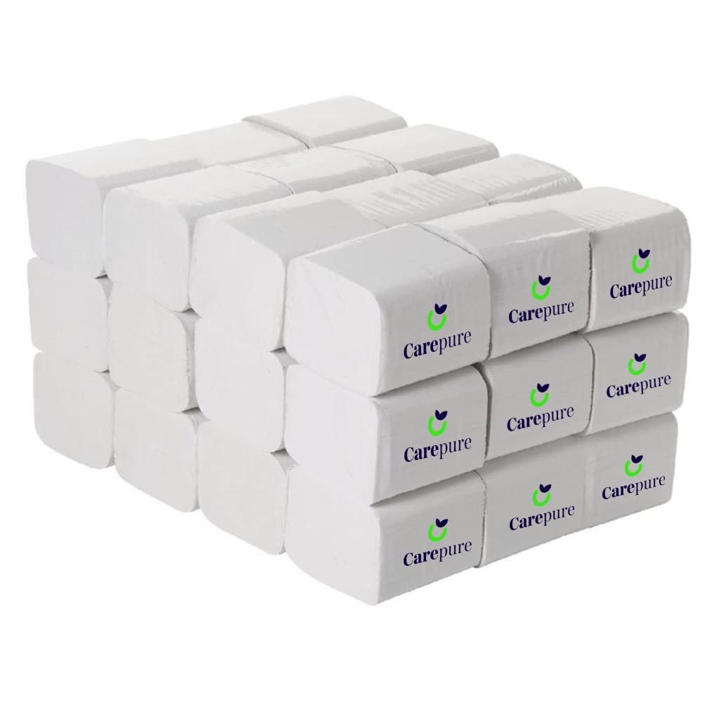 Carepure HBT Pop Up Table Top Soft Virgin Tissue Paper Box Holder Refill Tissue Box Refill | 2 PLY | 4x8 cm | 3500 Pisces Tissue | 28 Tissue Packet Refill - (Popup Tissue Refill)