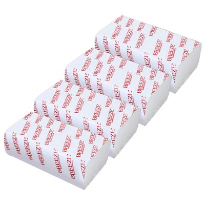 BREEZE BRE011 MultiFold Tissue Paper Extra Soft & Highly Absorbent Napkin for Kitchen Office & Home Use (Pack of 4, 520 Sheets, Rectangular Box)