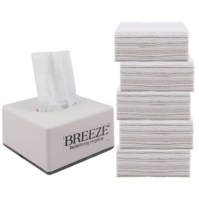 BREEZE BRE037 2Ply Facial Tissue Soft Wipe & Disposable For Kitchen, Cars, Office & Home Use (5 Refills, 300 Pieces, Rectangular Box)