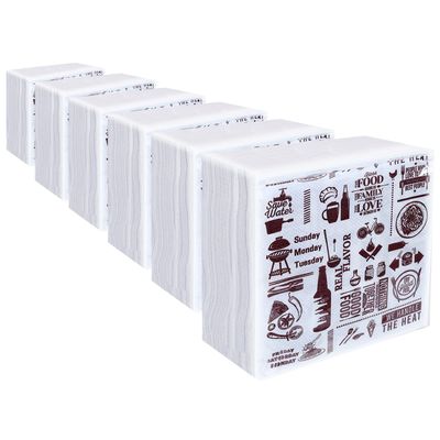 BREEZE BRE002 2 Ply Paper Serviettes Cocktail Napkin Super Soft & More Absorbent Printed Tissue with 50 pulls (Pack of 6, 300x300mm,Brown)