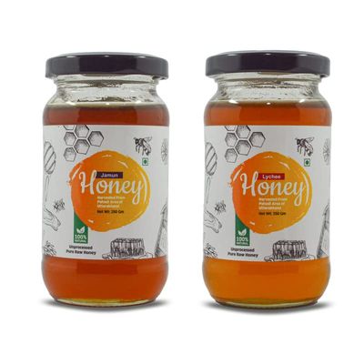 Goldwyn Honey: Jamun & Lychee | 100% Pure & Natural | Organic Honey | Unprocessed Unfiltered Unpasteurized | Single Origin No Additives - Ethically Sourced (Combo Pack 2 x 250 Gm)