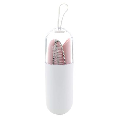 Collapsible Silicone Straw Reusable Folding Drinking Straw Pink Straight_A