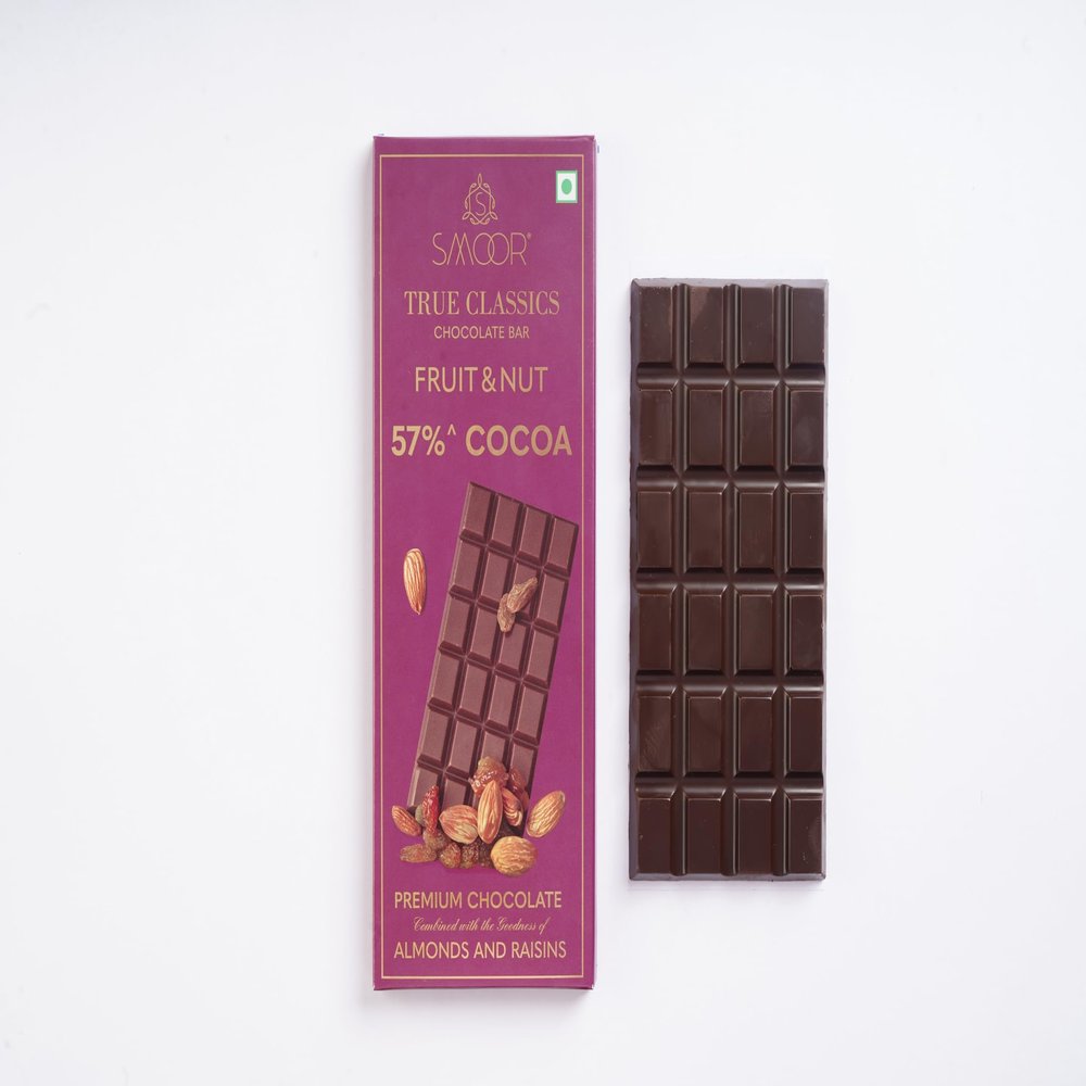 SMOOR True Classic Fruit & Nut Dark Chocolate Bar | 57% Cocoa Couverture Chocolate | Perfect For Snacking, Gifting |