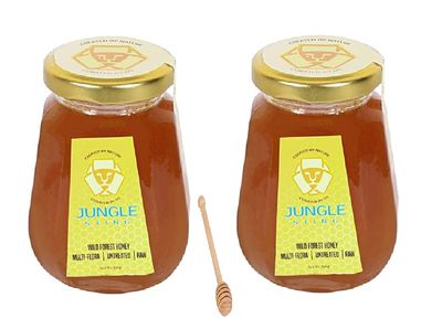 JUNGLE STING 100% Pure-Raw and Unprocessed Honey Collected From Wild Forest Hives, Naturally Sweet Without Added Extra Sugar, Unheated & Contains no preservatives, Multi-Flora Honey 500gm pack of 2