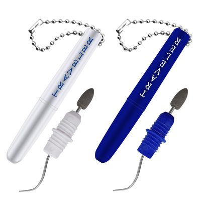 BLMHTWO 2 Pieces Travel Teeth Cleaning Tools, Travel Dental Pick Dental Cleaning Tools Teeth Cleaning Kit Plaque Remover with Keychain and Stand Box, White and Blue, 13.60 9.00 1.60cm