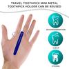 BLMHTWO 2 Pieces Travel Teeth Cleaning Tools, Travel Dental Pick Dental Cleaning Tools Teeth Cleaning Kit Plaque Remover with Keychain and Stand Box, White and Blue, 13.60  9.00  1.60cm view 4