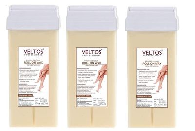 VELTOS Professional Roll On Wax Refill Wax (100ML each) Pack of 3