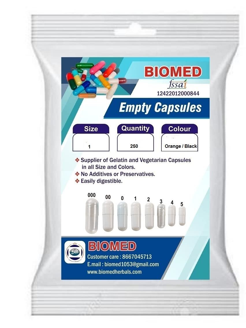 Empty Capsules Size 1 Orange/Black (1000) (pack of 1)