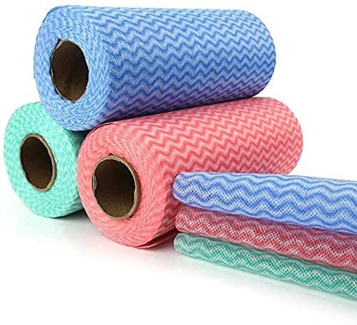 STARDOM MART All Purpose 3 Ply Kitchen Roll Cleaning Wipes Washable & Quick-Dry Non-Woven Dish Towel, Dishcloths for Kitchen Cleaning, Super Absorbent Reusable Tissue Roll 80 Pulls/Roll Pack of 2