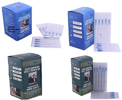 dry needles physiotherapy acupuncture needles 0.25x13mm 0.25x25mm 0.25x40mm 0.25x50mm, Pack of 4 box Combo 400 Needles Various Size