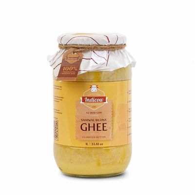 Indicow Organic Dairy Foods Pure Authentic A2 Ghee (1000ml(1ltr), Sahiwal)