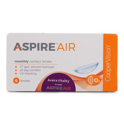 CooperVision ASPIRE AIR UV Blocking Monthly Disposable Spherical Silicone Hydrogel Lenses (6 Lenses/Box) (-1.50)