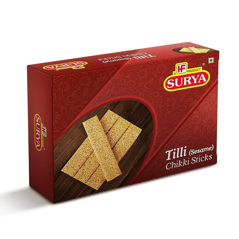 Surya 200gm Till (Sesame) Chikki Sticks |Gajak |Tillgud chikki |Sweets |Energy Bar |Made with Jaggery |Indian Sweet