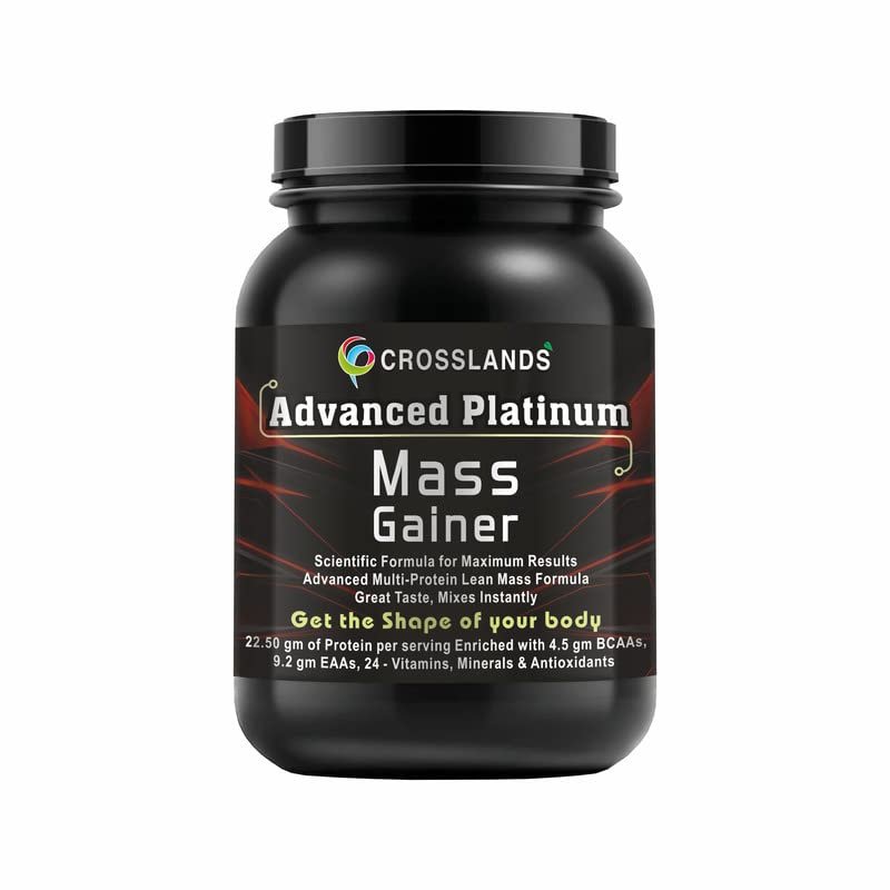 Crosslands Advanced Platinum Mass Gainer [BELGIUM CHOCO COFFEE] | Lean Whey Protein Muscle Mass Gainer | Complex Carbohydrates,| Reduces Muscle Breakdown | Boosts Metabolism, High Protein High Calorie Weight Gainer | 1 KG