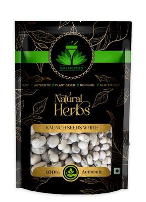 SAI HERBS Kaunch White Herbal Seeds Wild - Jangli Kaunch Safed Herbal Beej - Herbal Safed Koch Ke Beej Wild - Alkushi - Mucuna Pruriens - White Cowhage - Pure & Natural (500 Grams)