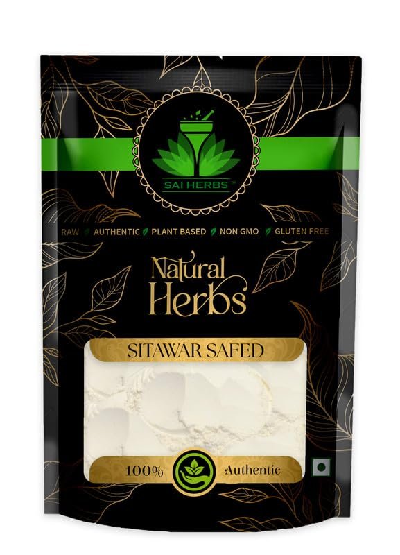 SAI HERBS Shatavar Safed Raw Extract Churan - Satawari Safed Raw Extract Churan - Satawar Safed Extract Churan - Shatavar Safed Churan - Shatavari White Roots - Pure & Natural (100 Grams)