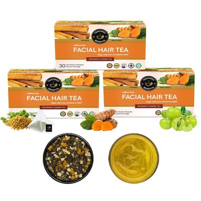 TEACURRY Facial Hair Removal Green Tea(3 Month Pack|90 Tea Bags)-Helps With Facial Hair Removal And Unwanted Hair Removal,180 Grams