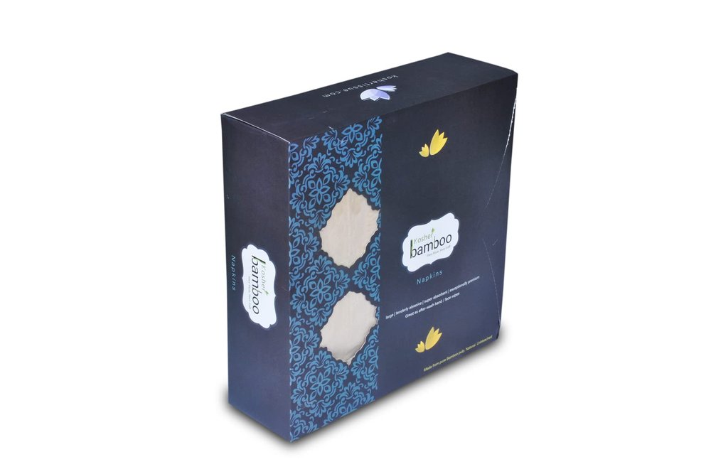 Kosher Bamboo Soft Tissue Paper napkin - Pack of 3 - Made of pure Bamboo Pulp -(16 x 16 CM)- 2 Ply- 50 Pulls Each (DeepBlue)