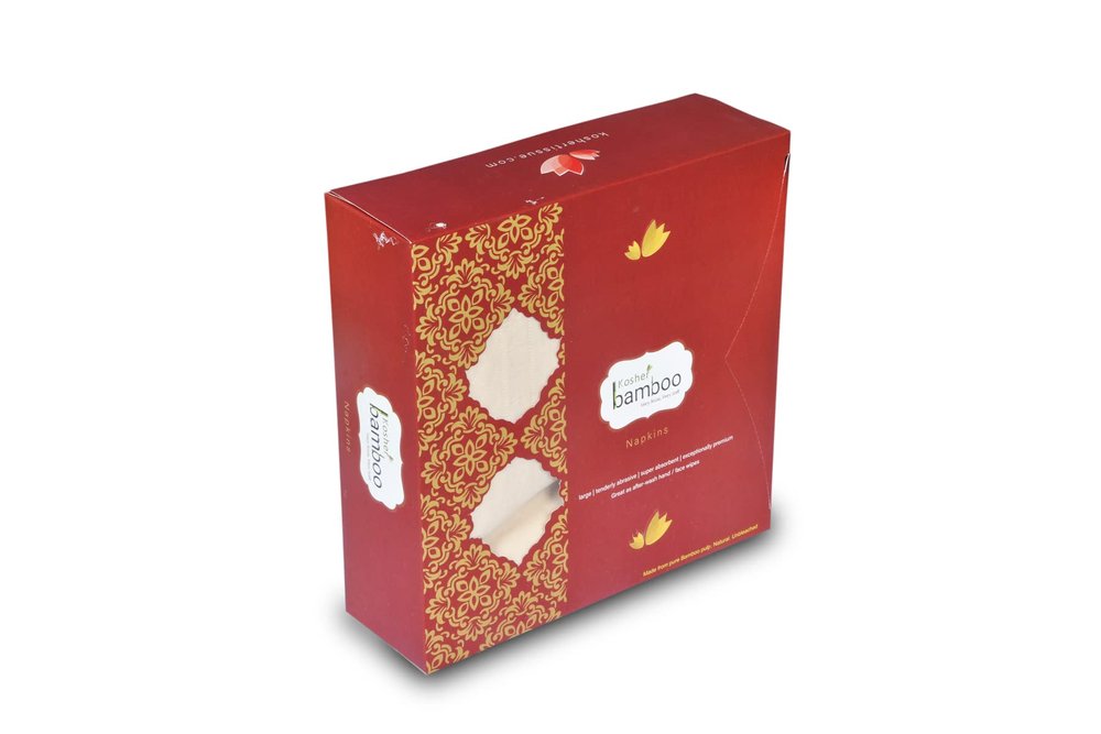 Kosher Bamboo 2 Ply Soft Tissue Paper napkin | Pack of 3 | Made of pure Bamboo Pulp (16 x 16 CM) 50 Pulls Each (brickRed)