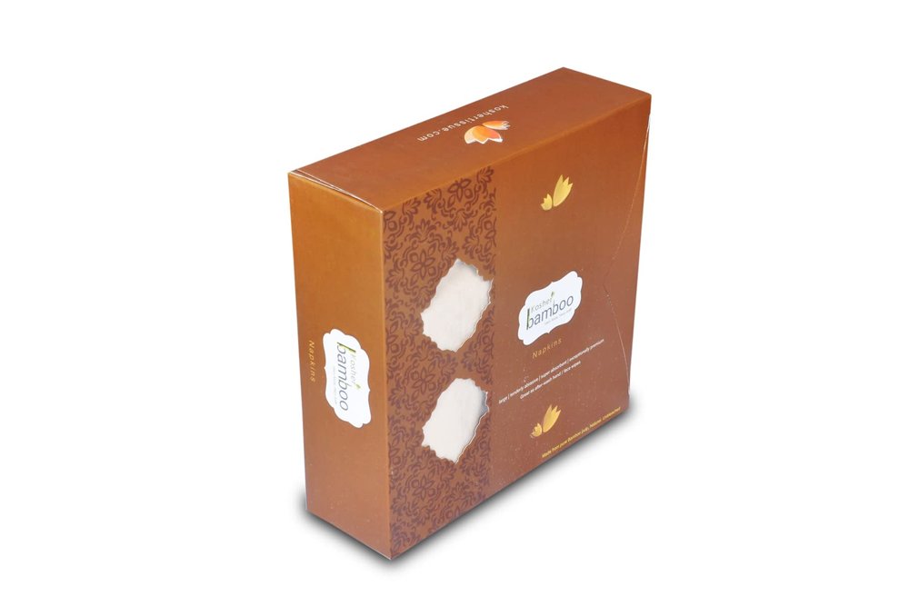 Kosher Bamboo Soft Tissue Paper napkin - Pack of 3 - Made of pure Bamboo Pulp -(16 x 16 CM)- 2 Ply- 50 Pulls Each (brownGloss)