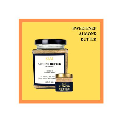 KANZ & MUHUL Natural Almond Butter (Sweetened Almond Butter) - 200g