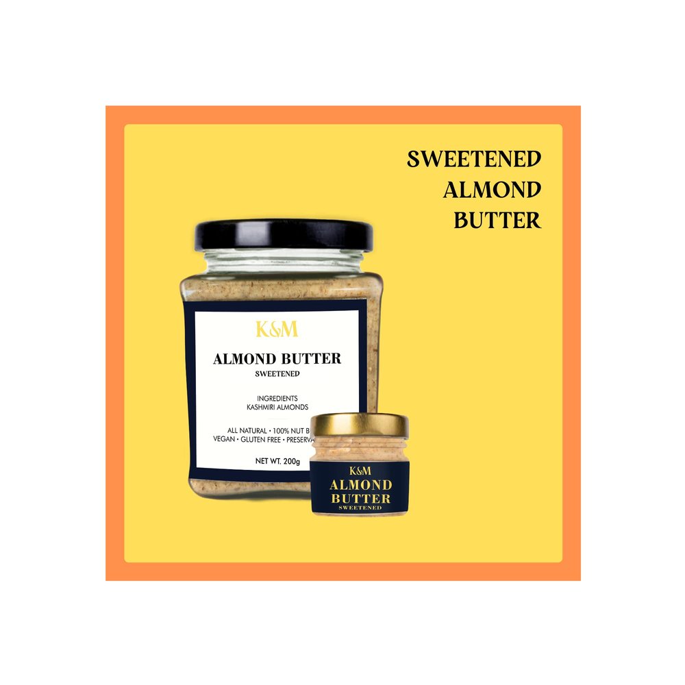 KANZ & MUHUL Natural Almond Butter (Sweetened Almond Butter) - 200g