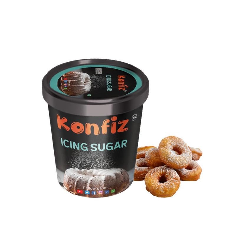 KONFIZ Icing Sugar 100gms-Best used for Baking, Frosting, Glazing, Filling, Thickening Cakes and Desserts | Baking Decorative Icing Sugar