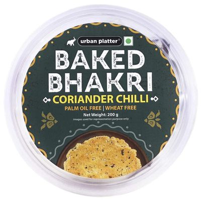 urban platter Baked Coriander Chilli Bhakri, 200gm (Wheat Free, Traditional Gujarati Snack)
