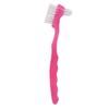 Denture Brush, Denture Toothbrush False Teeth Brush, False Teeth Brush, Dirt Removal, Plaque Removal Ergonomic Double Sided Soft Hair Safe Portable Professional (Pink) view 1