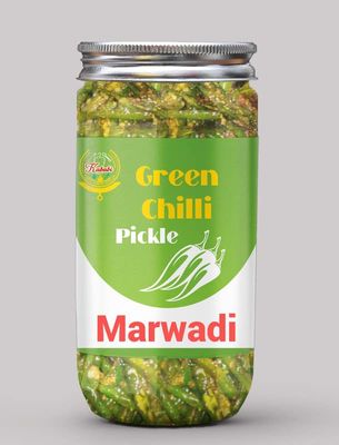 Marwadi Green Chilli Pickle Homemade Fresh Green Chilli/Harimirch Ka Aachar(400G) - Mothers Recipe | Organic North Indian Pickle | Healthy Green Chilli Pickle | Traditional Home Made Achaar