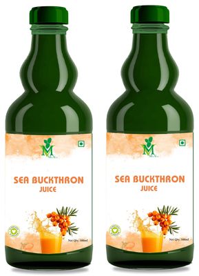 Mint Veda Natural Sea Buckthorn Juice Immunity bosster & Natural vitamin source A,B,C,E,K Omega 3,6,7,9,And Antioxident | No preservative | Sugar free | 1000 ml (Pack of 2)