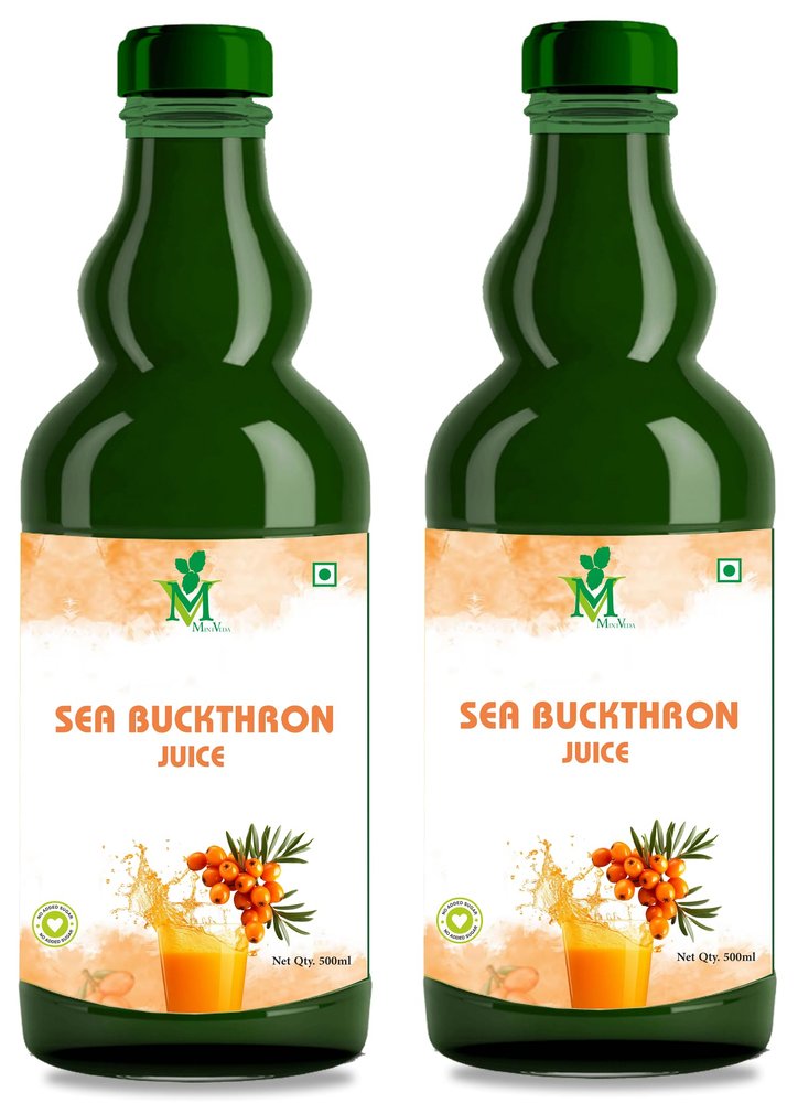 Mint Veda Natural Sea Buckthorn Juice Immunity bosster & Natural vitamin source A,B,C,E,K Omega 3,6,7,9,And Antioxident | No preservative | Sugar free | 1000 ml (Pack of 2)
