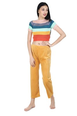 ALAXENDER Women Joggers Warm Soft Bright Velvet Fleece Athletic Sweatpants Winter Lounge Walking Pants| Pack of 1 | Assorted Color | Free Size (28 till 34) MUSTARD