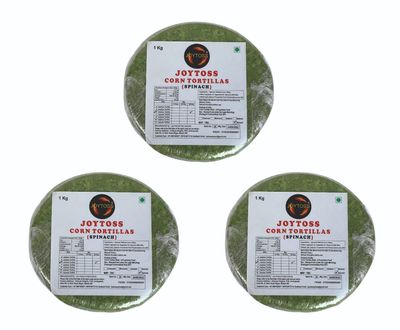 JOYTOSS Tortilla Wrap | Fresh Taste & Soft Texture l Best for Wraps, Tacos, Nachos & Rolls l Ready to Eat Healthy Food - Pack of 3 X 25 Pcs (SPINACH)