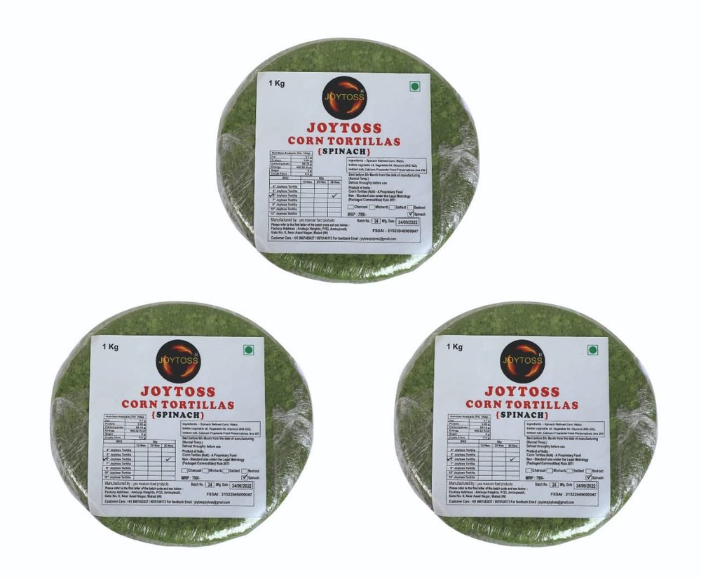 JOYTOSS Tortilla Wrap | Fresh Taste & Soft Texture l Best for Wraps, Tacos, Nachos & Rolls l Ready to Eat Healthy Food - Pack of 3 X 25 Pcs (SPINACH)