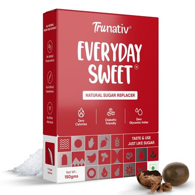 Trunativ Everyday Sweet | Monkfruit Sweetener Powder | Zero-Calorie Sugar Substitute | 1:1 Sugar Replacer for Cooking & Baking | Keto & Diabetic Friendly | 150g (Pack of 1)