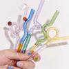 CALANDIS Reusable Drinking Straws Long Glass Staw for Smoothies Yellow and Pink view 4