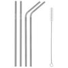 Nicolette Reusable Stainless Steel Straw with Cleaning Brush- Long Metal Straws for Drinking, Reusable Set of 5 (2- Bend Pipe, 2- Long Straw, 1-Cleaning Brush), Silver (BSteelStrawsSilver5Pcs) view 1