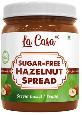 La Casa Sugar-Free Hazelnut Chocolate Spread | Stevia Based & 0 GMI | All Natural | Product of India | 350g |