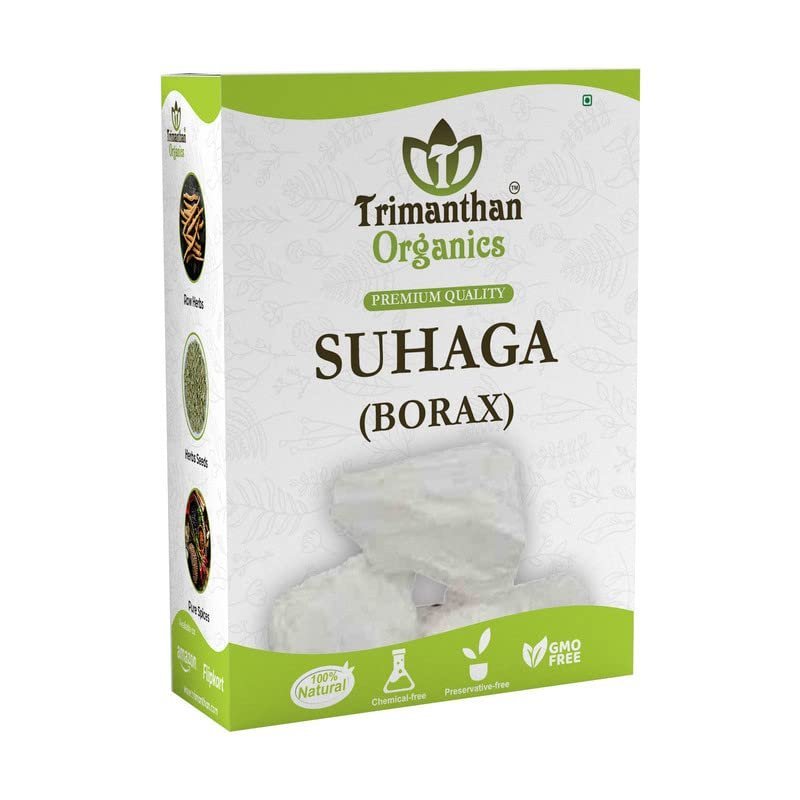 TRIMANTHAN ORGANICS Suhaga Borax Powder (400 Gm)-Tankan Bhasma|Stone Sodium Borate Borax Rock|100% Natural Ayurvedic Remedy, Pure & Unadulterated (Pack Of 1)