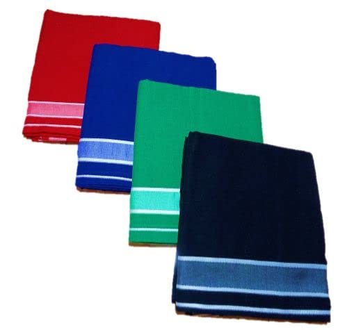 Cotton Color Dhoties for Men,Kaili/Mundu/Dhoti, Cotton Smooth & Strong Cotton Lungies (Combo Pack 4) (Red || Ink Blue || Green || Black Color Lungies for Men Cotton