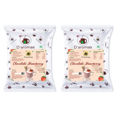 D'aromas Chocolate Strawberry Shake Premix, Instant Milkshake Powder - 1kg, Ideal for Parties, Wedding, Caf, Restaurant