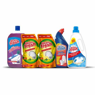 Stanfresh | Dish Wash Gel | 850ml | Buy 1 Get 1 | Floor Cleaner Lavender 1 Ltr | Toilet Cleaner | Rose World | 1 Ltr | Liquid Detergent & Softener |1 Ltr