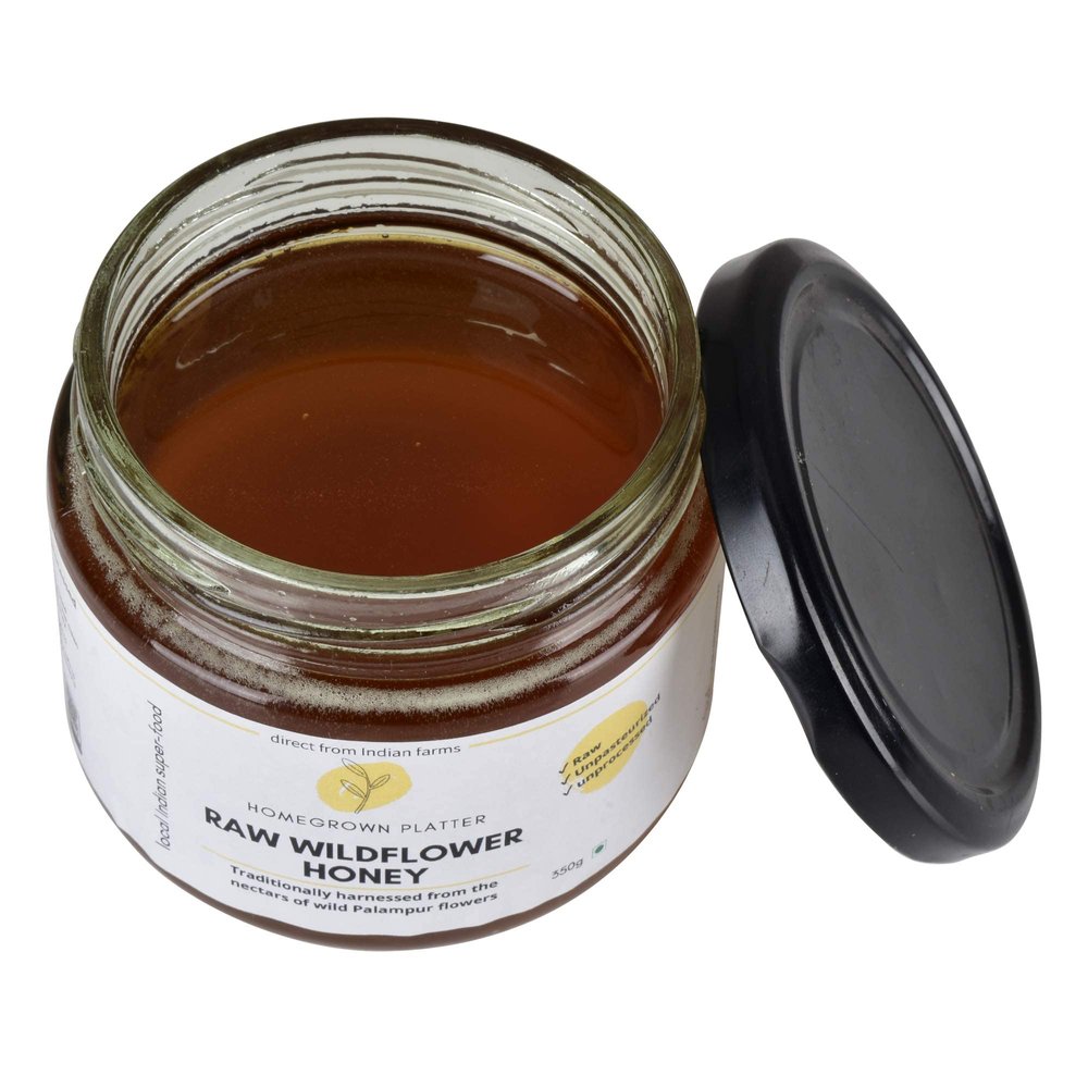 Homegrown Platter Wildflower Honey I 100% Pure Honey I Natural Immunity BoosterSuperfood | Raw Himalayan Wild Honey | Unprocessed & Unpasteurized - 350g