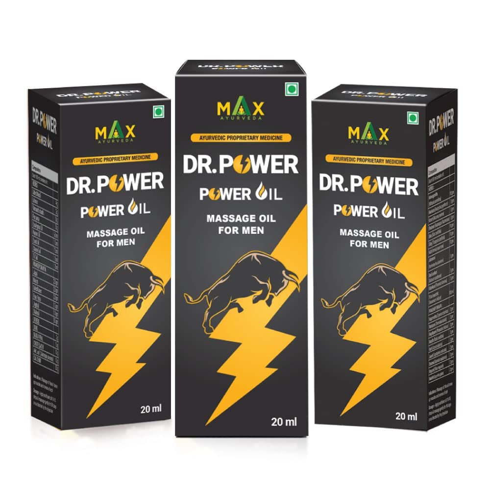 Max Ayurveda Dr Power Natural Herbal Body Massage Oil For Men - (20ml) (Pack of - 3)