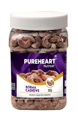 Pureheart Borma Cashews/Skin Unpeeled Cashews (500 gm) Natural Whole Kaju - Nutty Flavor Cashew Nuts with Skin