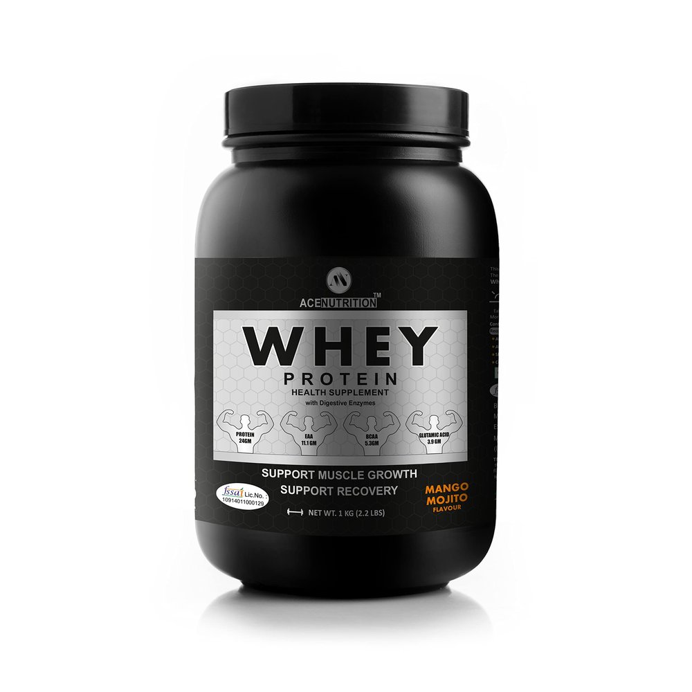 ACENUTRITION Whey Protein Powder for Muscle Support & Recovery, Vegetarian (Mango Mojito, 1 kg)