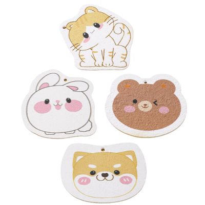 HENIJ Kitchen Cleaning Sponge, Cartoon Scrub Sponge Cute Brush Dish Cloth Scouring Pad for Kitchen Bathroom, Random Pattern (Pack of 4)