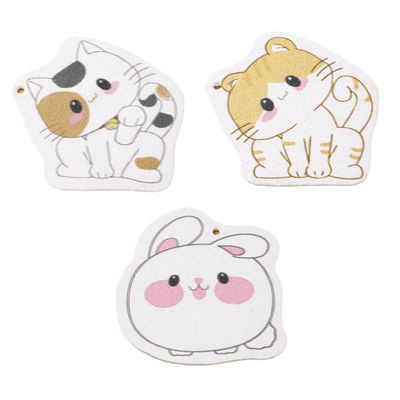 HENIJ Kitchen Cleaning Sponge, Cartoon Scrub Sponge Cute Brush Dish Cloth Scouring Pad for Kitchen Bathroom, Random Pattern (Pack of 3)